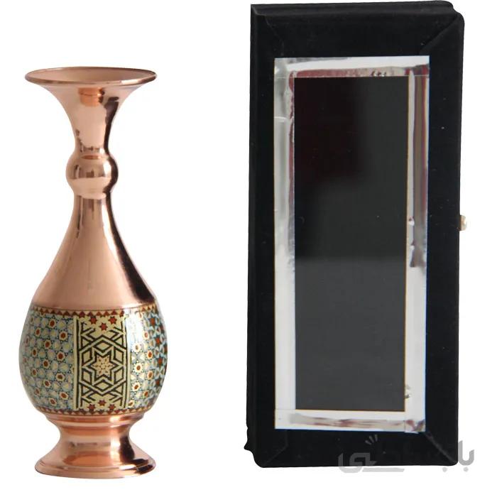 گلدان مسی خاتم کاری ارتفاع 20 سانتی متر کد GT-14