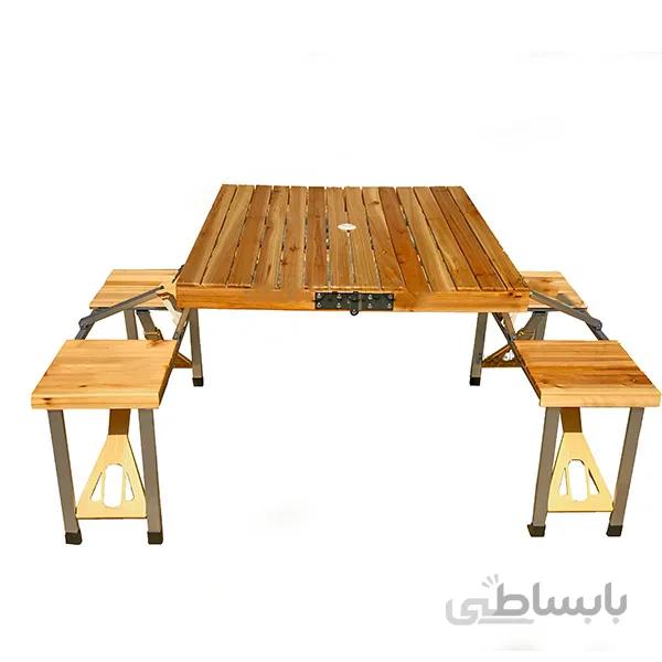 ست میز و صندلی چوبی تاشو کمپینگ 4 نفره مدل CT-150