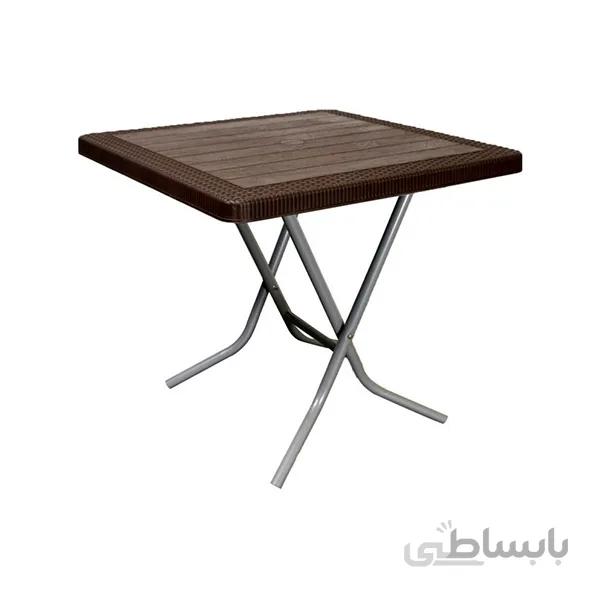 میز مربع تاشو پایه فلزی حصیر بافت ناصر پلاستیک مدل 523(تخفیف 10 درصدی)