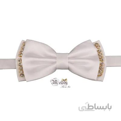 پاپیون سری مندو نگین دار 'طلایی' (سفید)