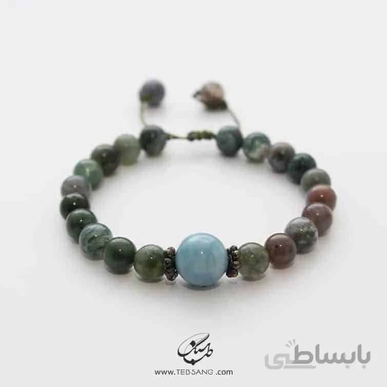 دستبند زنانه آکوامارین و عقیق شجر