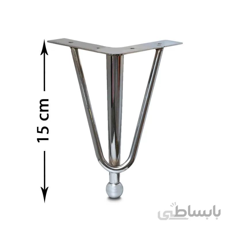 پایه مبل خمیده کروم ۱۵ سانت