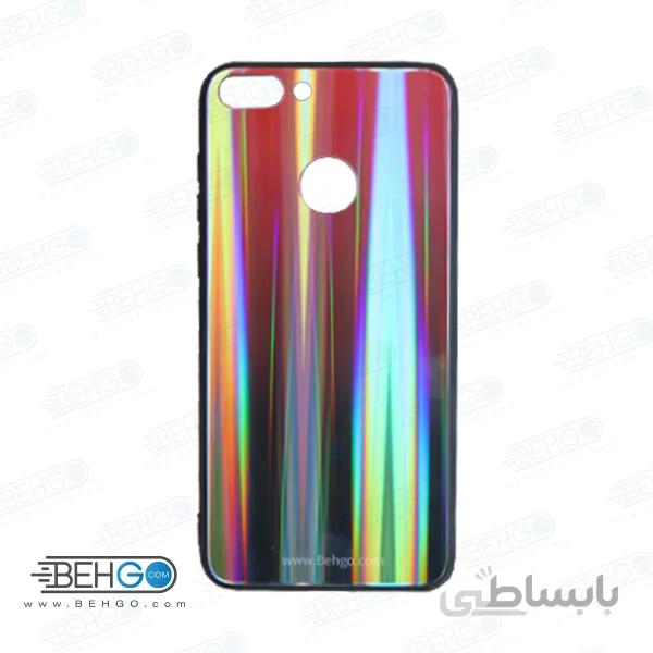 کاور Huawei P smart لیزری رنگی محافظ هواوی پی اسمارت قاب هواوی پی smart مدل لیزری گارد گوشی Tempered Glass Laser Case Huawei Psmart