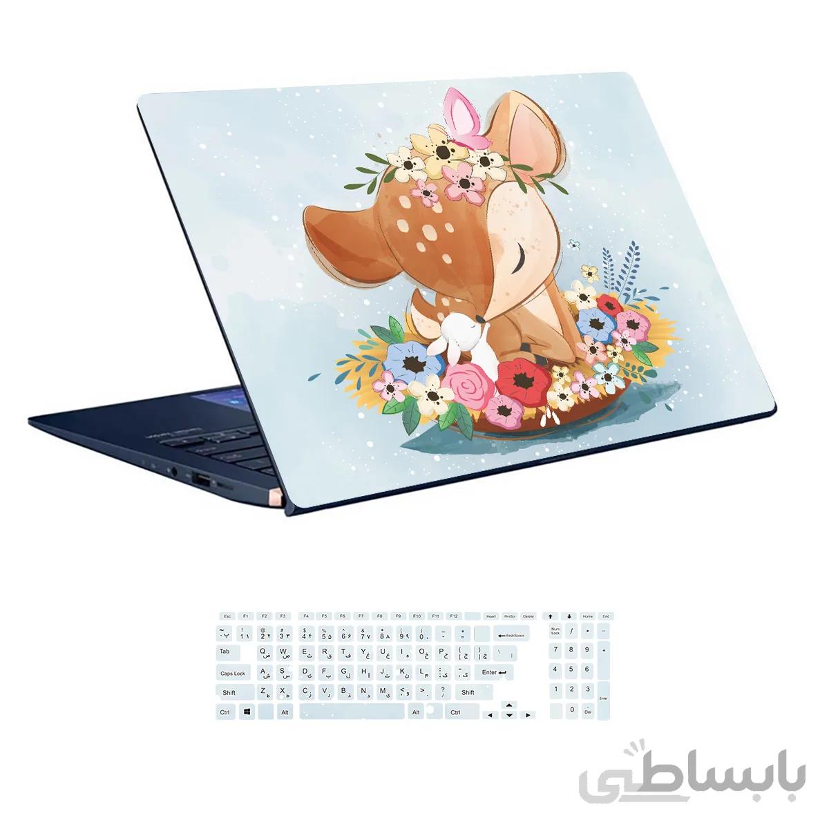 اسکین لپ تاپ طرح آهو کد ۰۱ به همراه استیکر کیبورد