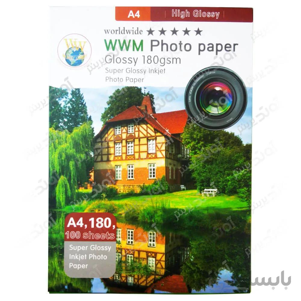 کاغذ عکس A4 فوق براق 180 گرمی – 100 برگی WWM