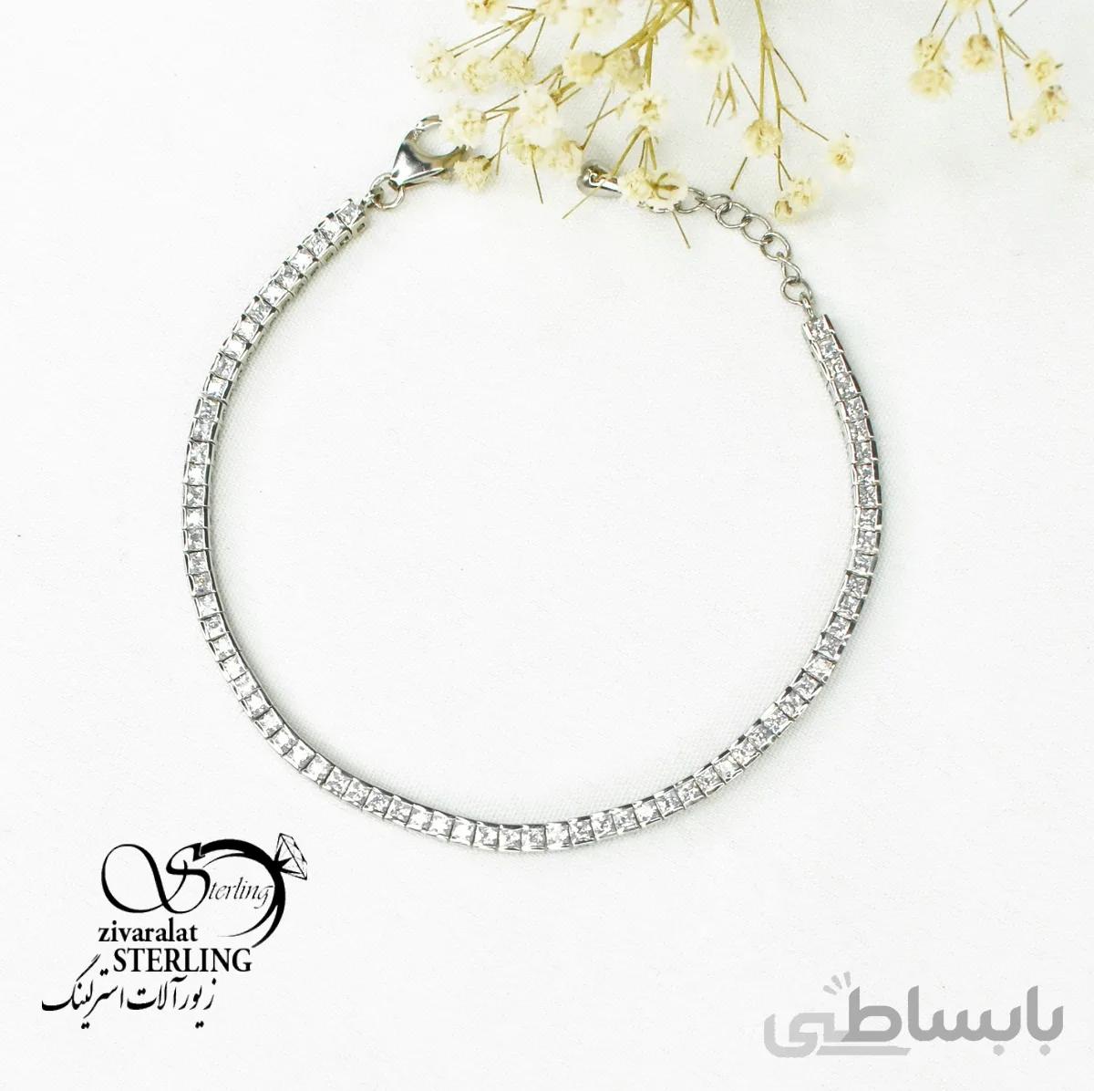 دستبند نگینی نقره زنانه