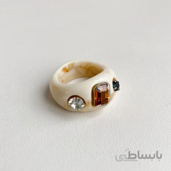 انگشتر طرح سنگ قهوه‌ای