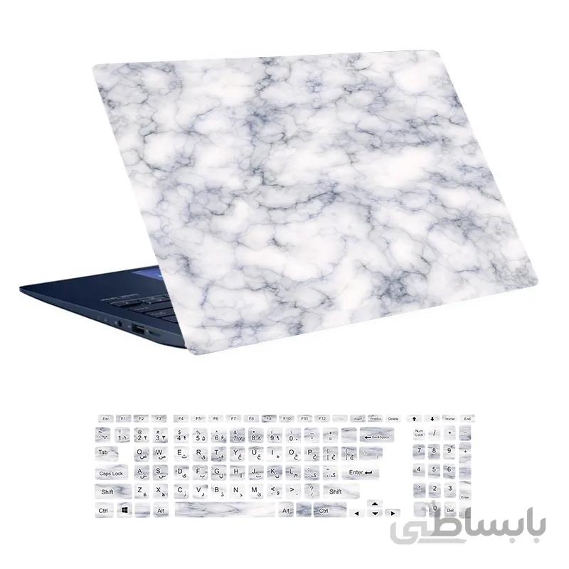 اسکین لپ تاپ طرح Marble کد ۴۸ به همراه استیکر کیبورد