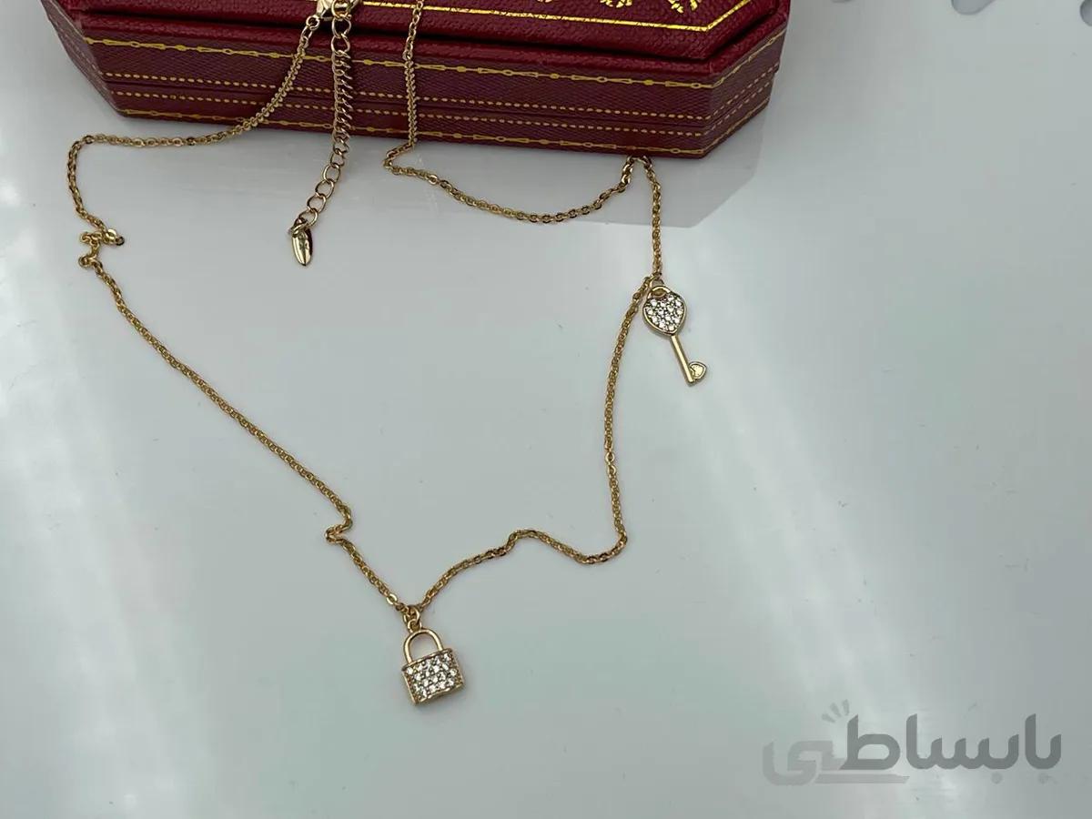 گردنبند ظریف ژوپینگ با آویز قفل و کلید