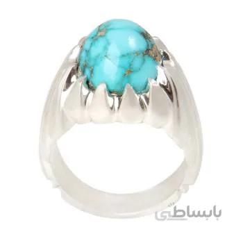انگشتر نقره مردانه مدل سنگ فیروزه نیشابور رکاب دست ساز کد AM_2063