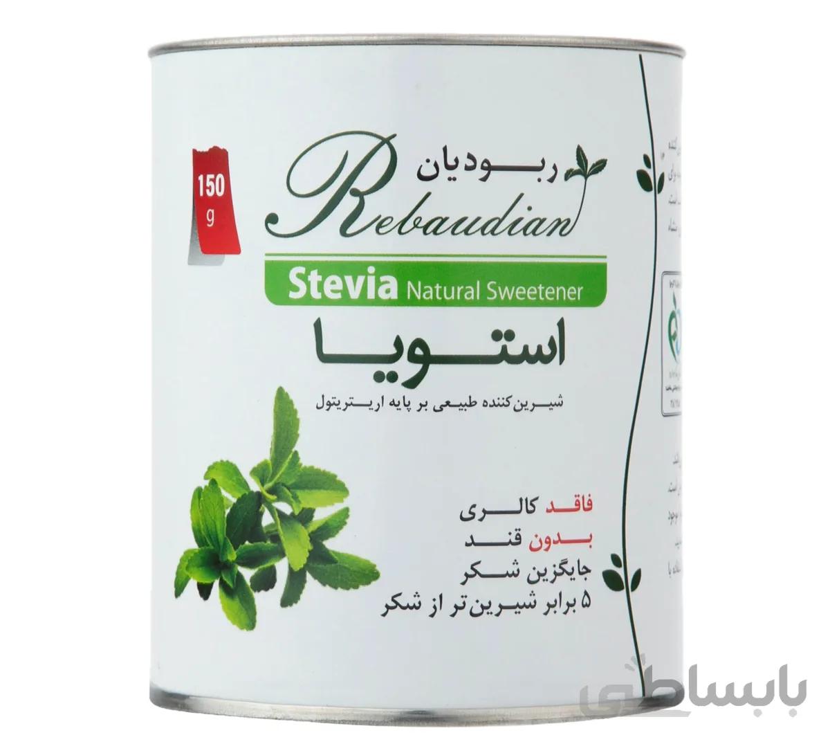 شیرین کننده طبیعی استویا ربودیان بر پایه اریتریتول (150 گرمی)کارتن 20 تایی