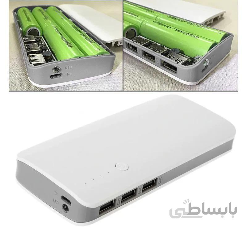 کیس پاوربانک سه خروجی USB به همراه برد ۵ باتری