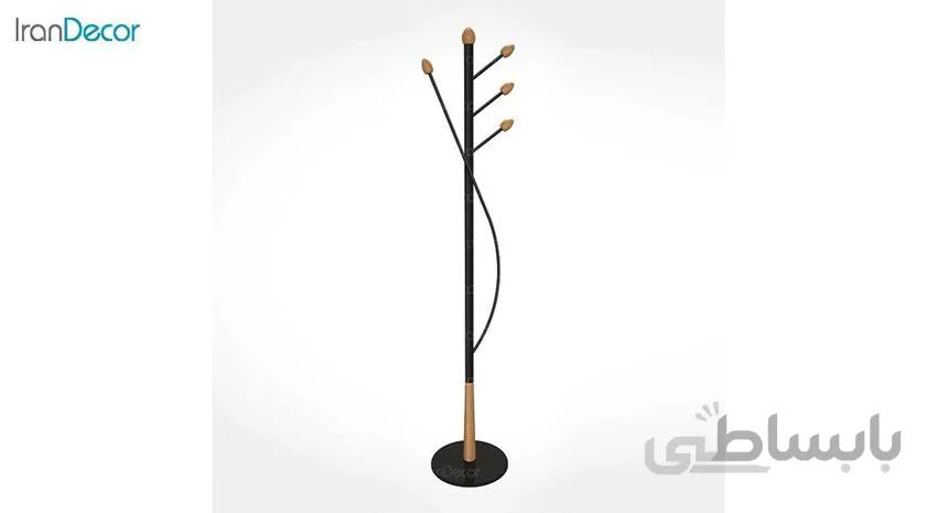 جالباسی ایستاده فلزی زیمر مدل بامبو طرح پایه چوبی