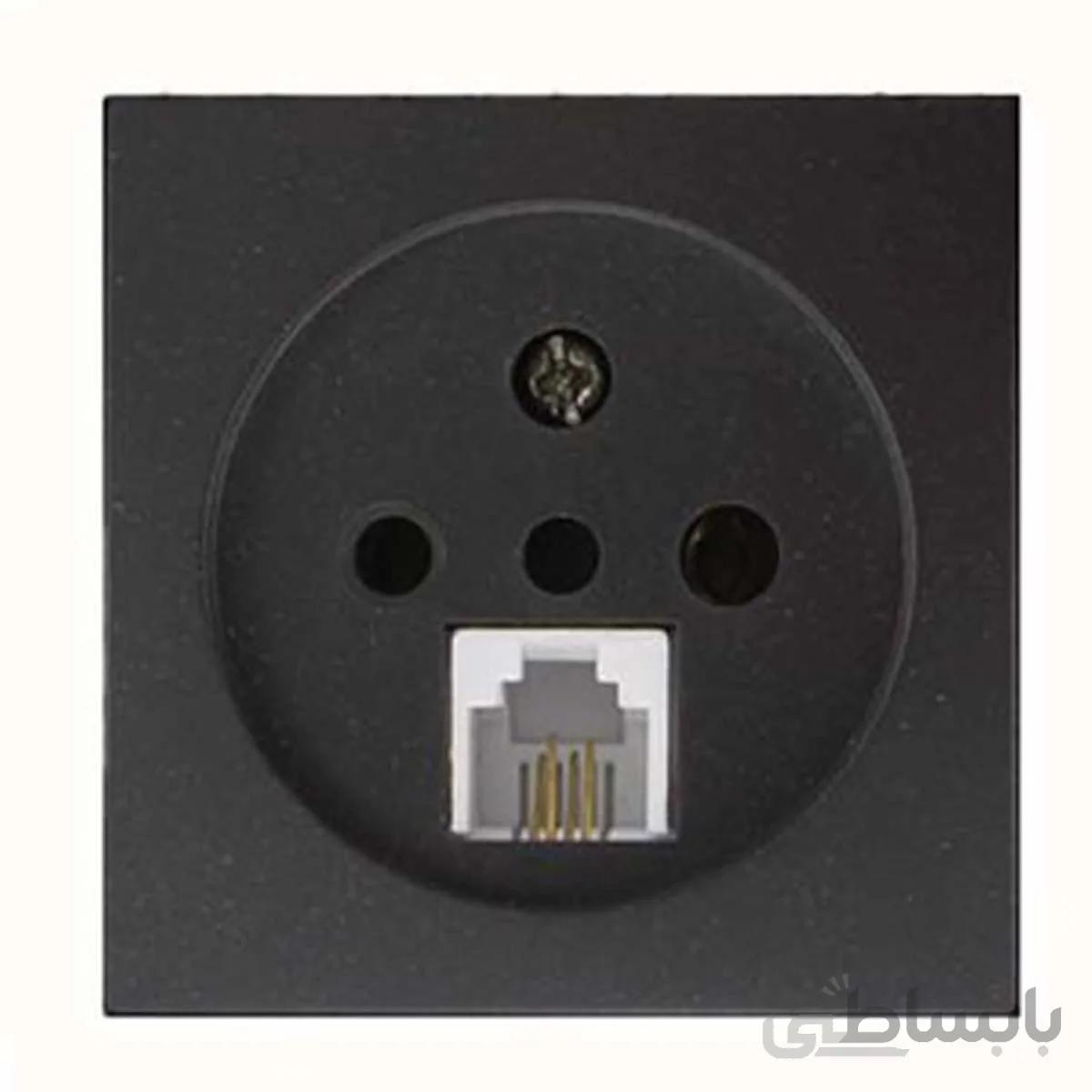 صفحه پریز تلفن دو منظوره پارت الکتریک مدل آذین مشکی ا Plate Dual purpose telephone socket Part Electric Black Azin model