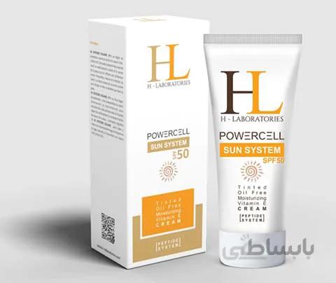کرم ضدآفتاب رنگی فاقد چربی SPF 50 اچ لابراتوریس / H Laboratories Powercell Sun System Tinted Oil Free SPF 50