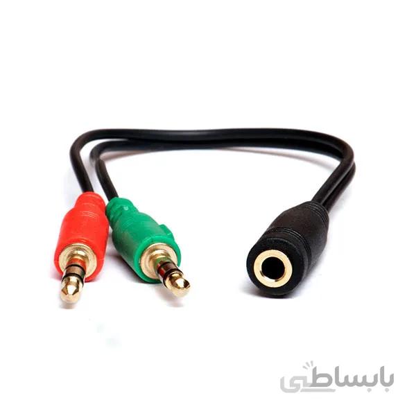 کابل تبدیل 2 به 1 جک 3.5 میلی متری به طول 0.2 متر