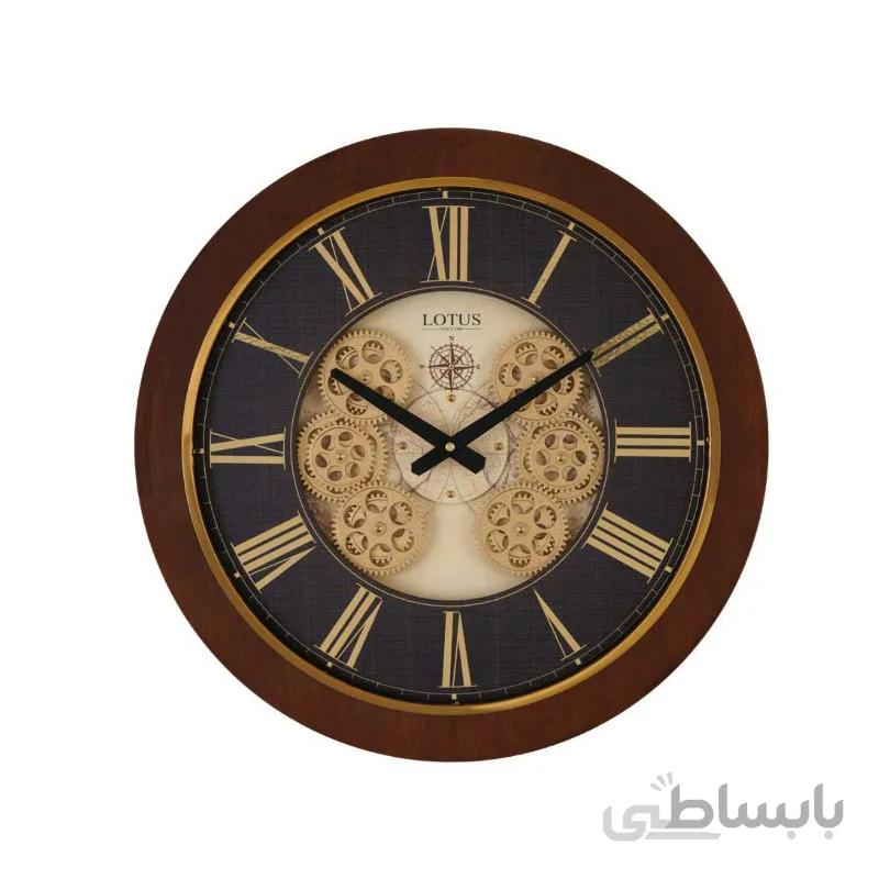 ساعت دیواری چوبی چرخ دنده لوتوس مدل 400406