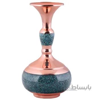 گلدان فیروزه کوب اثر آقاجانی ارتفاع 22 سانتی متر کد GF-40