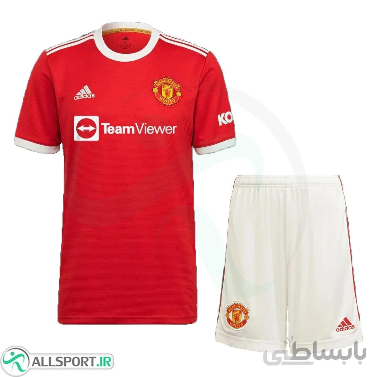 پیراهن شورت اول منچستریونایتد Manchester United 2021-22 Home Soccer Jersey Kit Shirt+Short