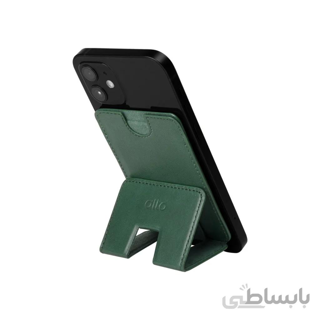 پایه نگهدارنده گوشی آیفون به همراه کیف مخصوص جای کارت با قابلیت اتصال مغناطیسی