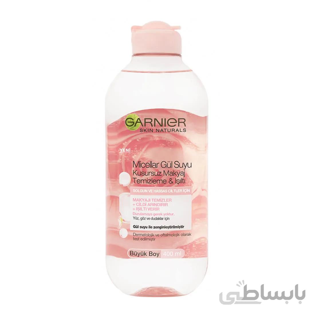 محلول آرایش پاک کن گارنیر حاوی عصاره گلاب 400 میلی لیتر