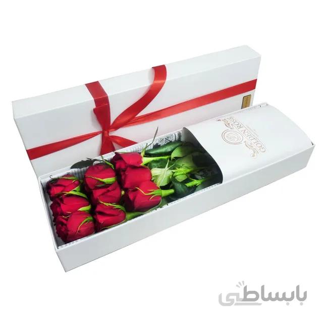 باکس کلاسیک با 9 شاخه رز هلندی