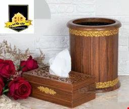 سطل و جای دستمال کاغذی آیرو مدل دارسی سفید طلایی