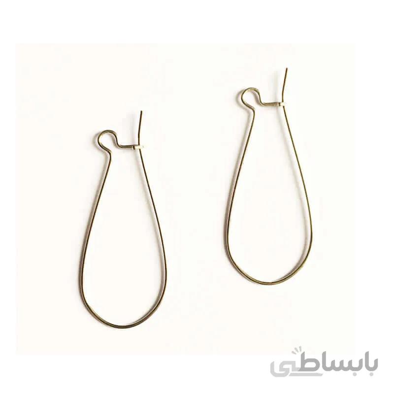 پایه گوشواره استیل نقره ای 40mm بسته دو عددی
