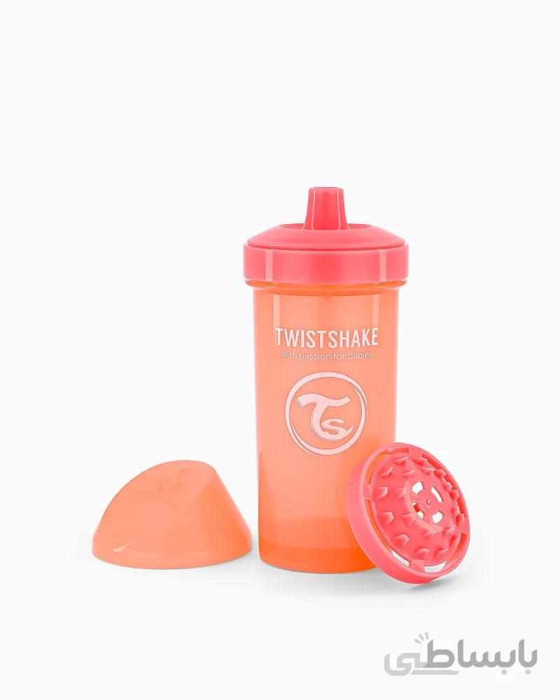 لیوان آبمیوه خوری 360 میل پاستل هلویی تویست شیک Twistshake