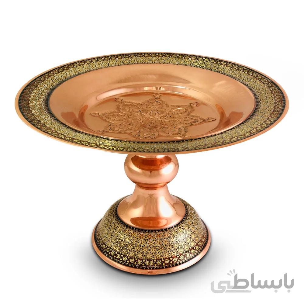 شیرینی خوری مس و خاتم 25 سانتی