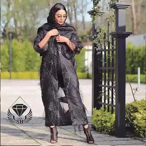 مانتو ارگانزا کد263 طرح دار رنگ مشکی ا Organza mantle code 263 patterned black color