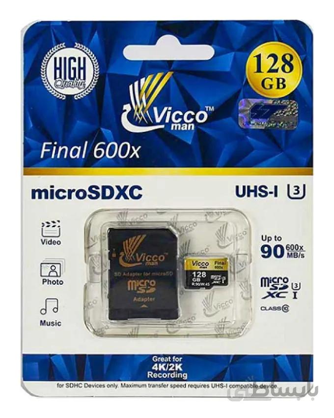 رم میکرو 128 گیگ Vicco man MicroSD U3 90MB/S final 600x