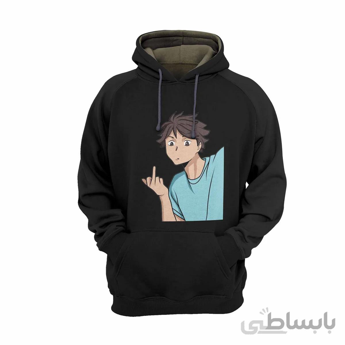 هودی مشکی طرح انیمه هایکو Haikyu