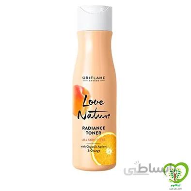 تونر شاداب کننده صورت اوریفلیم سری Love Nature حاوی عصاره زردآلو و پرتقال حجم 150 میل