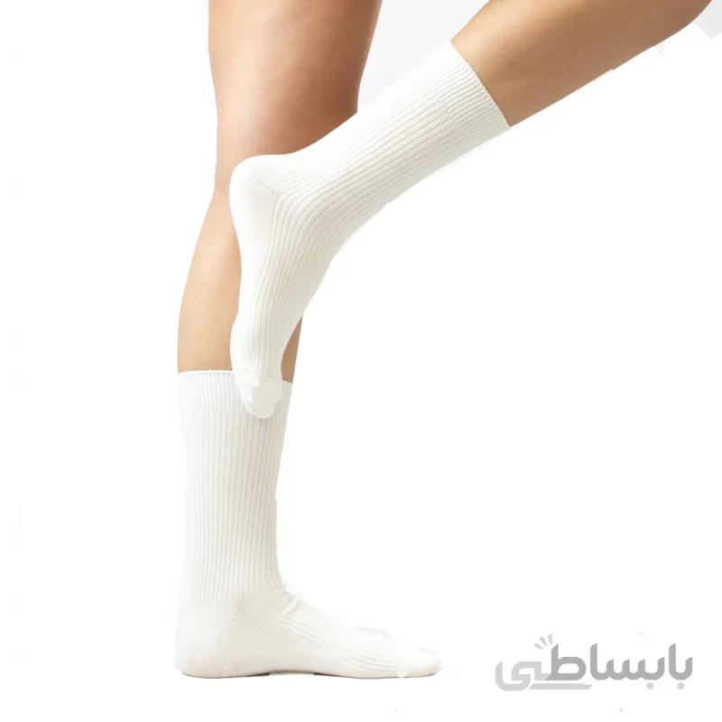 جوراب ساقدار کلاسیک سفید بتی