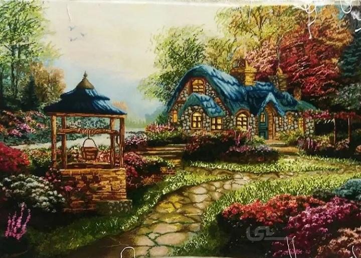 تابلو فرش برجسته دستبافت ابریشمی طرح طبیعت کد ۱۰۱۱۴۴
