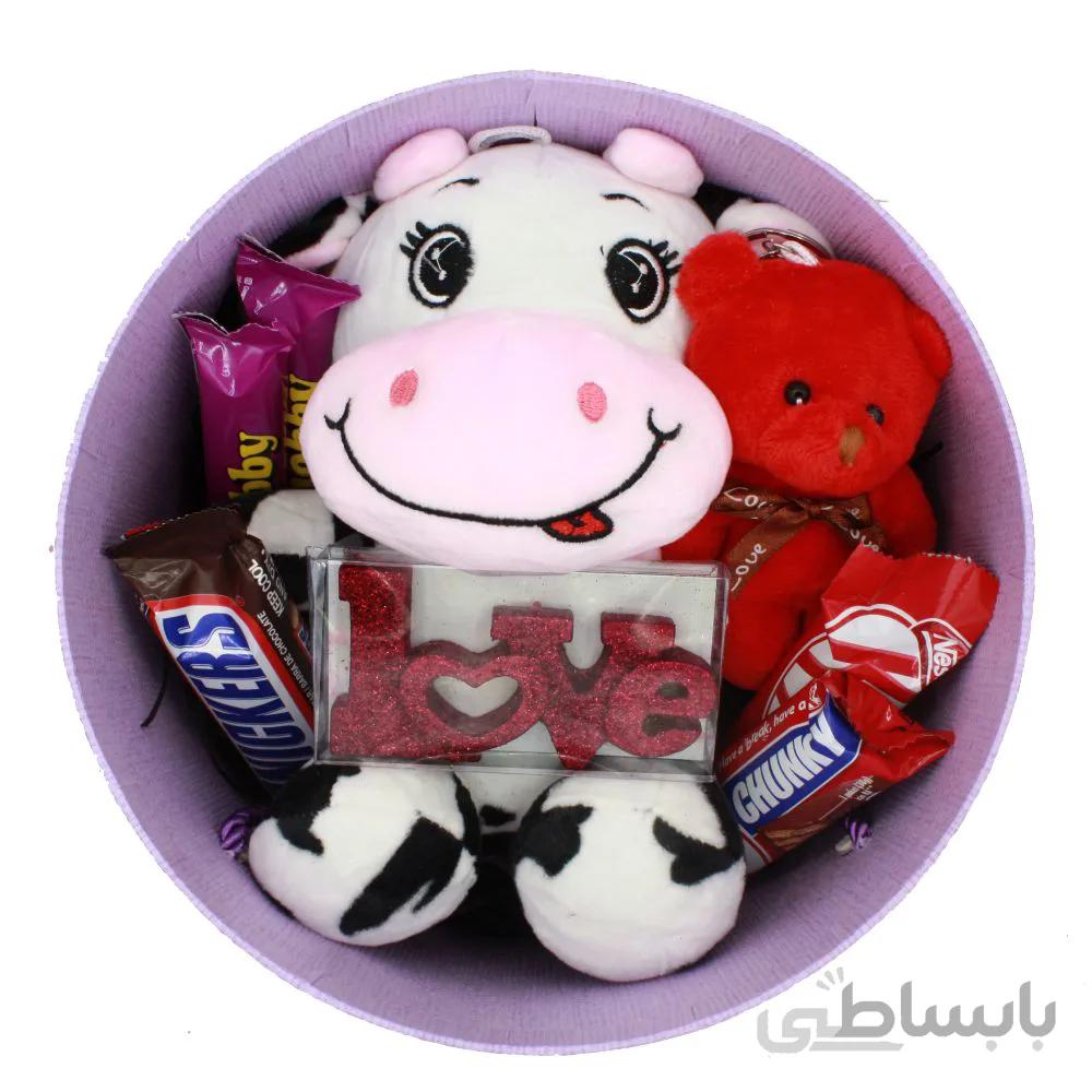 پک هدیه عاشقانه عروسک سال گاو مدل خندان