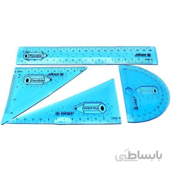 ست نقاله ، گونیا و خط کش ژله ای آریا کد 8028