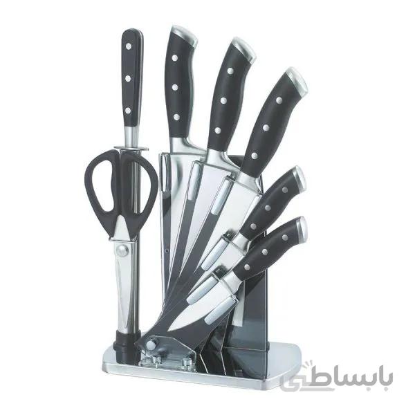 سری چاقو ۸ پارچه استیل پایه شیشه ای عرشیا مدل K133-2628