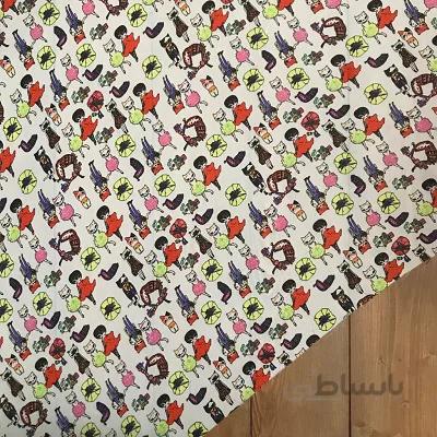 پارچه حریر ژورژت طرح عروسکی رنگ سفید کد 115