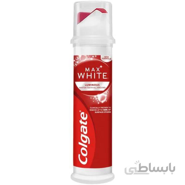 خمیردندان سفیدکننده کلگیت پمپی ۱۰۰ میل – Colgate Max white Luminous