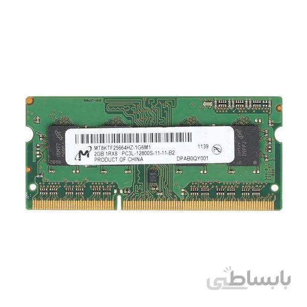 رم لپ تاپ DDR3L تک کاناله 1600 مگاهرتز CL11 میکرون مدل PC3L-12800S ظرفیت 2 گیگابایت