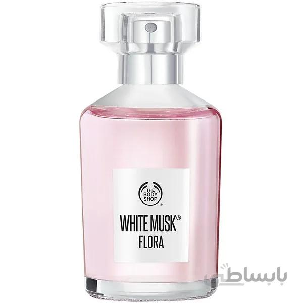 عطر بادی شاپ The Body shop مدل وایت ماسک فلورا White Musk Flora با رایحه مشک 30 میل ا The Body shop White Musk Flora Eau De Toilette 30ml