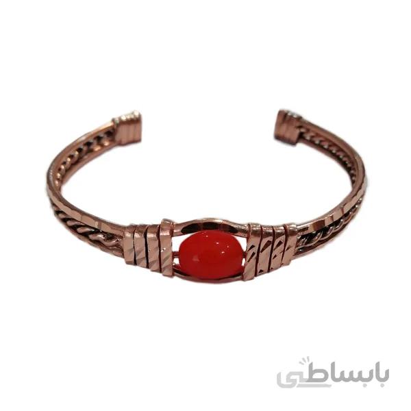 دستبند مسی جدید مدل رومی نگین دار نارنجی کد 2.JW159