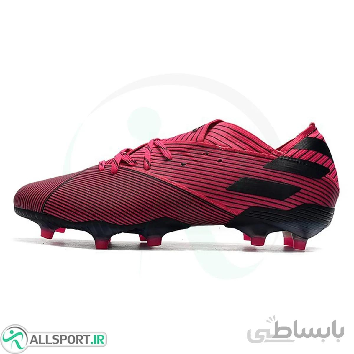 کفش فوتبال آدیداس نمزیز طرح اصلی صورتی مشکی سفید Adidas Nemeziz 19.1 FG Pink Black White