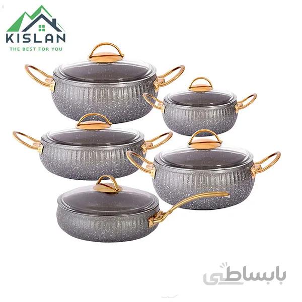 سرویس قابلمه 10 پارچه خمره ای اویز مدل سلین رنگ خاکستری