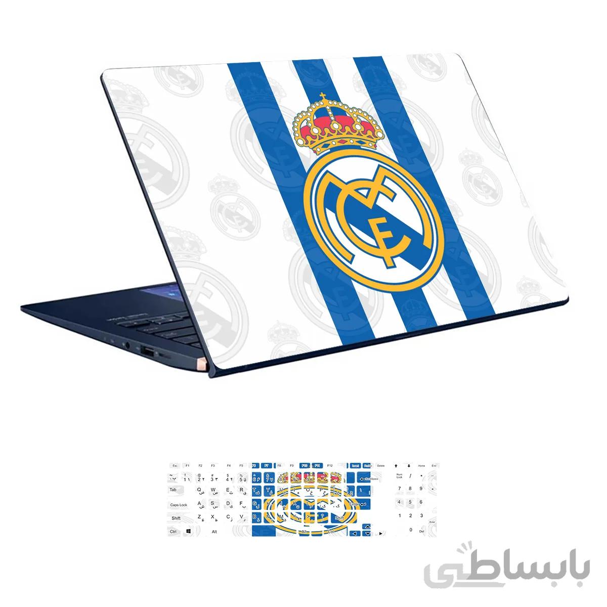 اسکین لپ تاپ طرح Real Madrid کد ۰۲ به همراه استیکر کیبورد