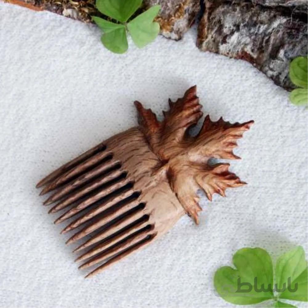 شانه چوبی دست ساز طرح افرا بهاری ا Handmade wooden maple autumn design