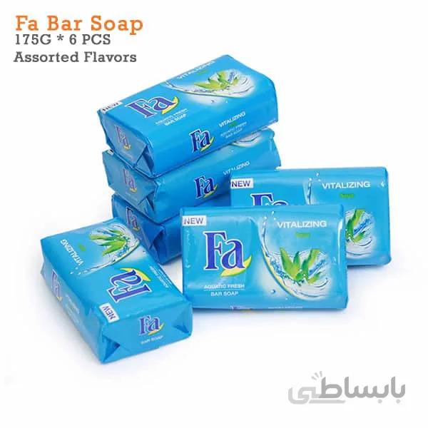 صابون فا ۱۷۵ گرم – باکس ۶ عددی – همراه با خواص آلوئه ورا ورایحه تازه آبزی – Fa Vitalizing Aqua