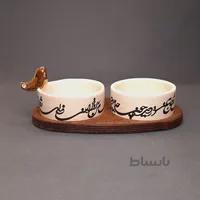 اردوخوری سنتی خطاطی دستساز با پرنده طلا دو تایی
